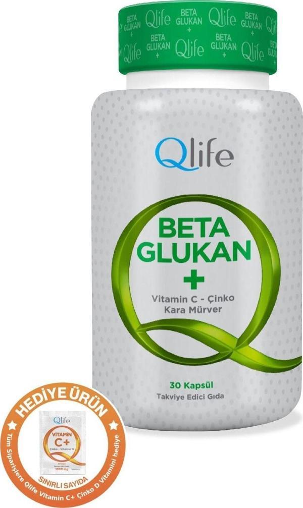 Qlife Beta Glukan, C Vitamini, Çinko, Kara Mürver 30 Kapsül - Image 1