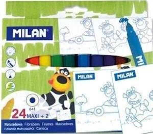 Milan Maxi Kalın Keçeli Boya Kalemi Konik Uç 24 Renk - Image 1
