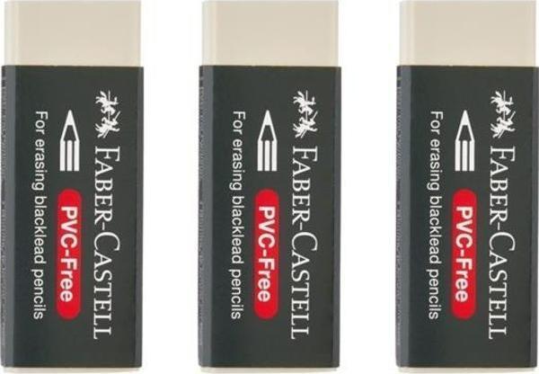 Faber-Castell Büyük Silgi Beyaz PVC Free 3 lü 188539 - Image 1