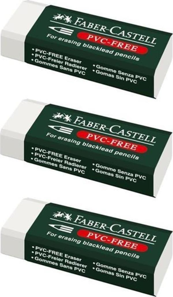 Faber-Castell Küçük Silgi Beyaz PVC Free 3 lü 188538 - Image 1