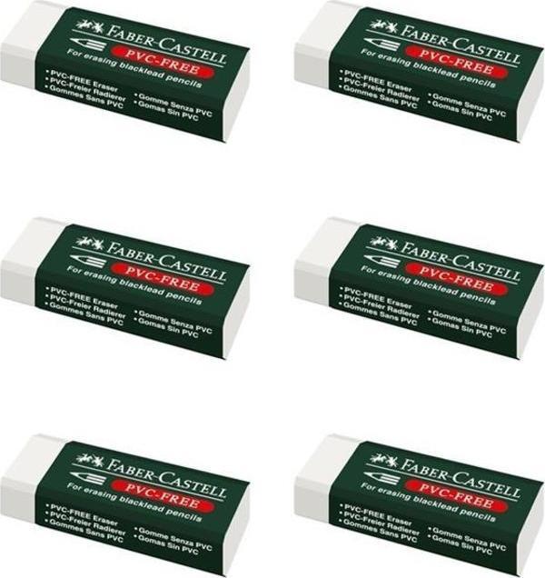 Faber-Castell Küçük Silgi Beyaz PVC Free 6 lı 188538 - Image 1