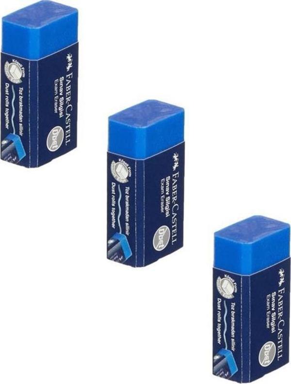 Faber-Castell Sınav Silgisi Mavi Exam Eraser 3 lü 187170 - Image 1