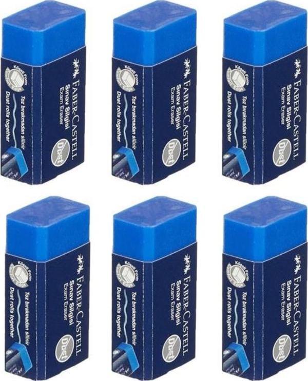 Faber-Castell Sınav Silgisi Mavi Exam Eraser 6 lı 187170 - Image 1