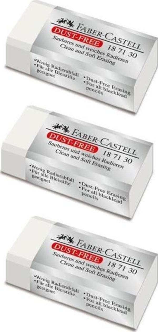 Faber-Castell Dust Free Küçük Silgi Beyaz 3 lü 187130 - Image 1