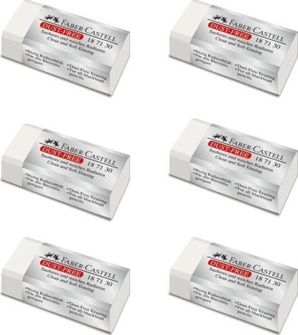 Faber-Castell Dust Free Küçük Silgi Beyaz 6 lı 187130 - Image 1