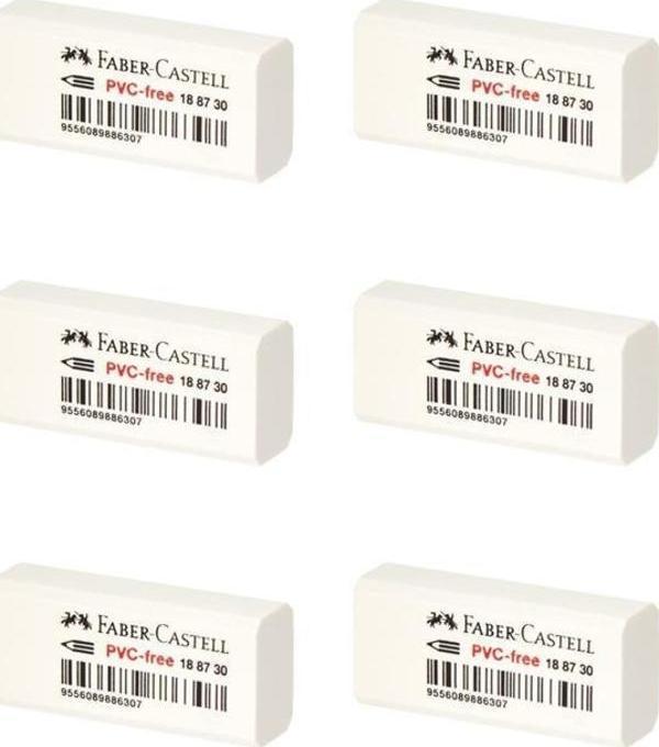 Faber-Castell PVC Free Küçük Beyaz Silgi 6 lı 188730 - Image 1