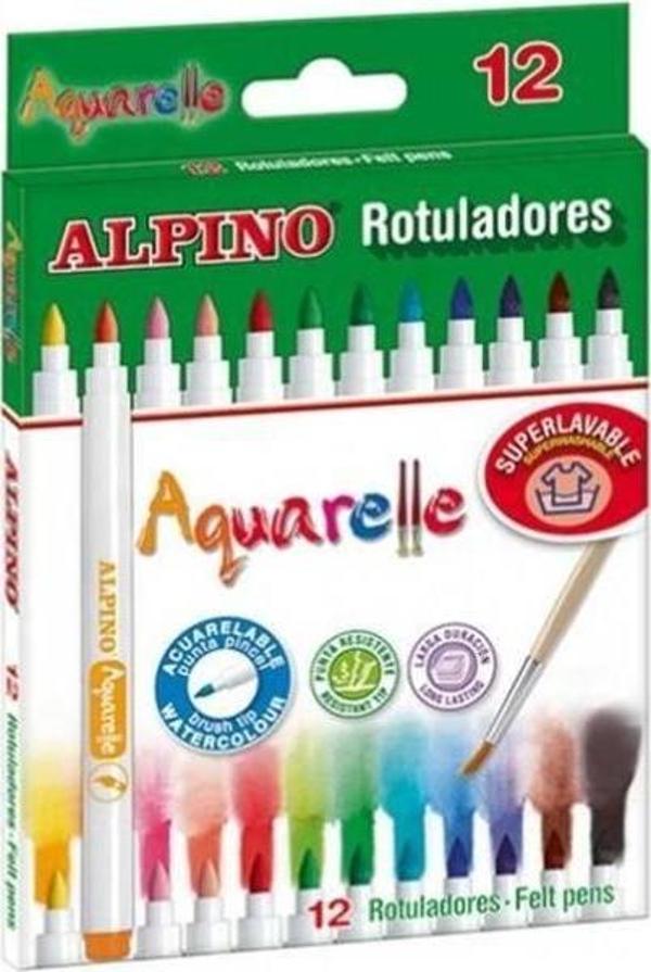 Alpino Aquarelle Fırça Uçlu Keçeli Kalem 12 Renk - Image 1