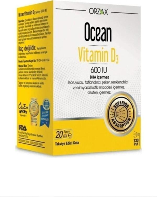 Ocean Vitamin D3 600 Iu Sprey 20Ml - Image 1