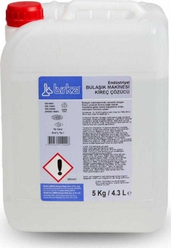 Birka Endüstriyel Bulaşık Makinesi Kireç Çözücüsü 4 Adet x 5 Kg. - Image 1