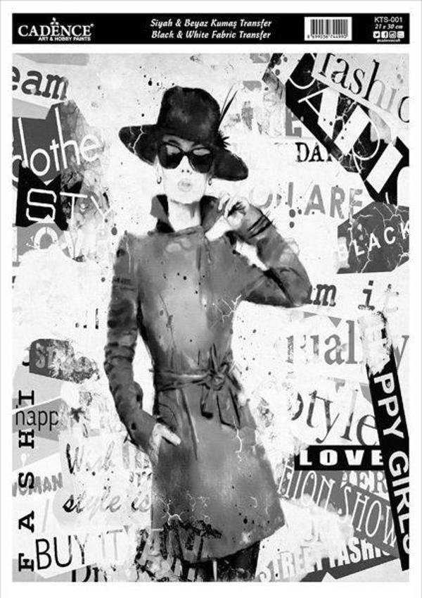 Cadence Siyah&Beyaz Kumaş Transfer 21x30 cm. KTS-001 - Image 1