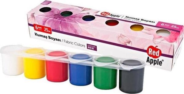 Red Apple Kumaş Boyası 6 Renk x 25 ml. Sıralı Set - Image 1