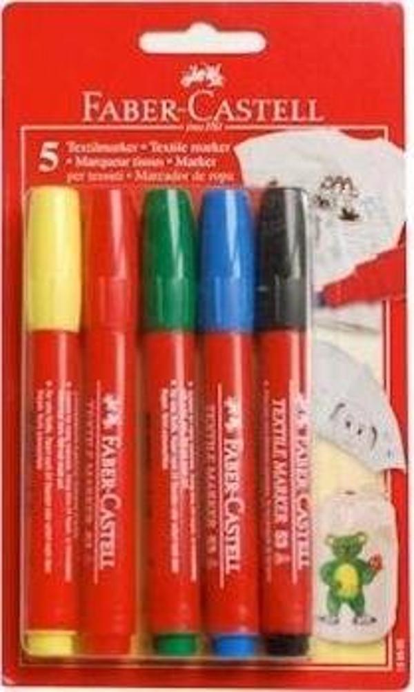 Faber-Castell Textile Marker 5 Renk Kumaş Kalemi - Image 1