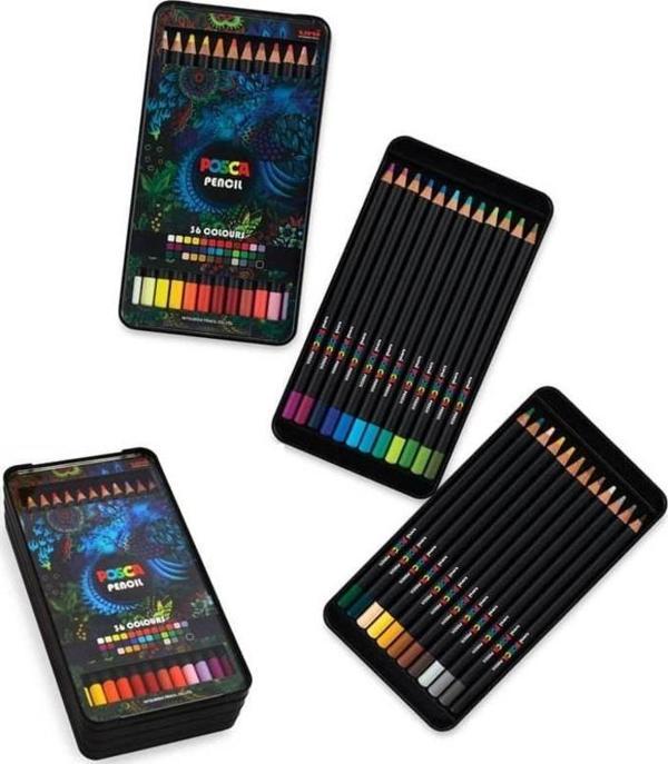 Uni Posca Pencil Boya Kalemi 36 Renk Kalem Kutu Set - Image 1