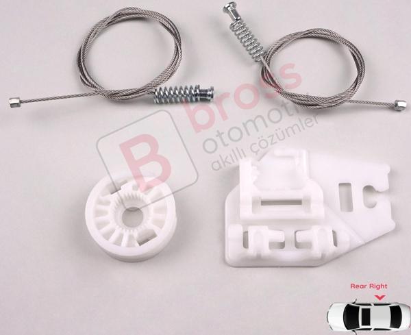 BMW 3 Serisi E46 1998-2005 4/5 Kapı İçin Arka Sağ Cam Kriko Seti - Image 1