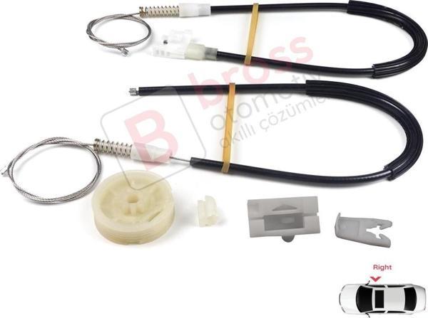 Renault Megane MK1 X64 DA0/1 Coupe 1996-2003 2/3 Kapı 7700834393 İçin Sağ Kapı Cam Kriko Tamir Seti - Image 1