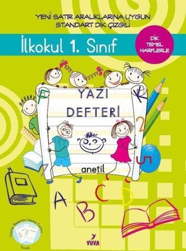 İlkokul 1. Sınıf Yazı Defteri Standart Dik Çizgili Büyük - Dik Temel Harflerle - Yuva - Image 1