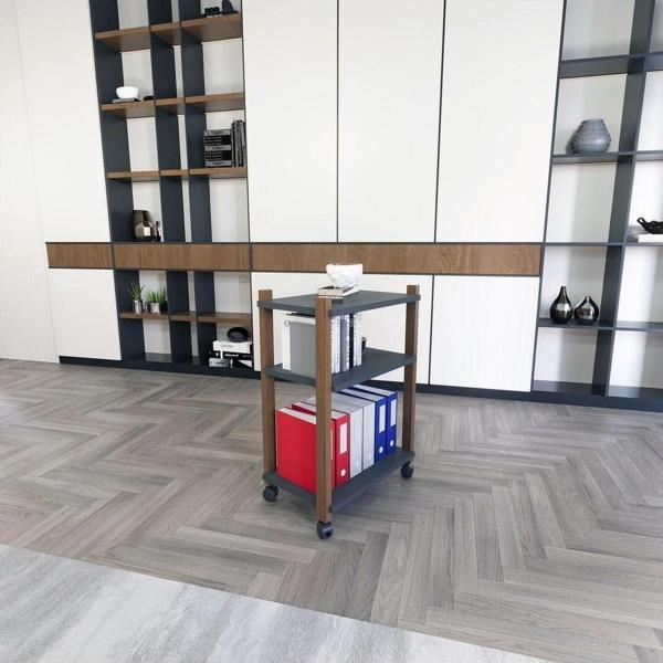 Lagomood Zenith Kitaplık Antrasit Ceviz 84x24 cm - Image 1