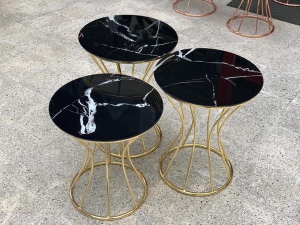 BRC Zigon 12370 KUM SAATİ SİYAH Mermer Desen Metal GOLD Renk Kaplama El yapım - Image 1