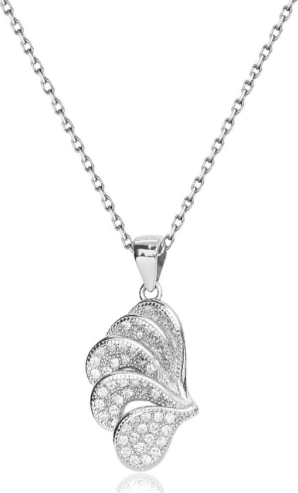 Diamond Seri Işıltılı Melek Kanadı Kadın Gümüş Kolye - Image 1