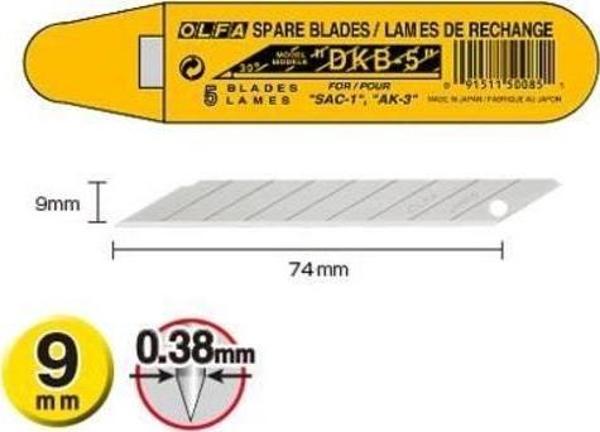 OLFA DKB-5 30 Derece Açılı Dar Maket Bıçağı Yedeği 5'li Kap - Image 1