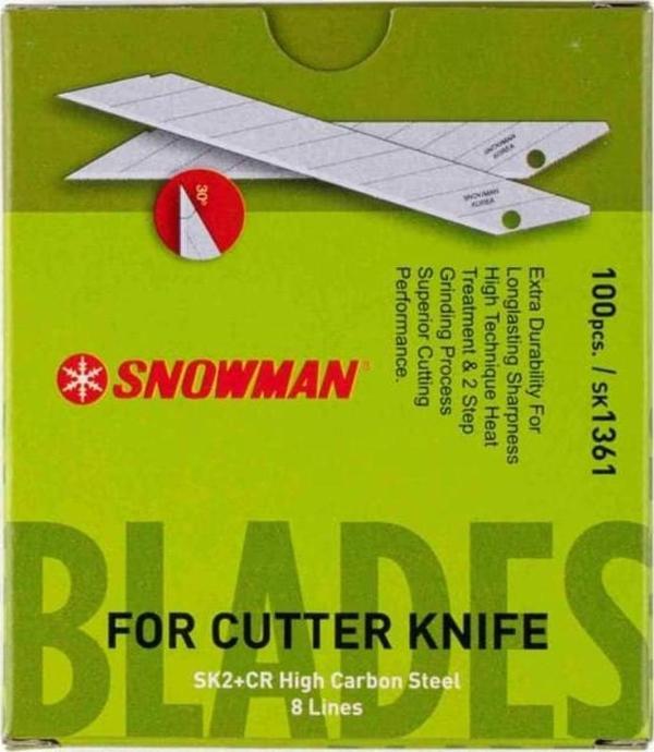 Snowman 30 Derece Açılı Dar Maket Bıçağı Yedeği 100'lü Paket SK2+CR4 Çelik (Korea) - Image 1