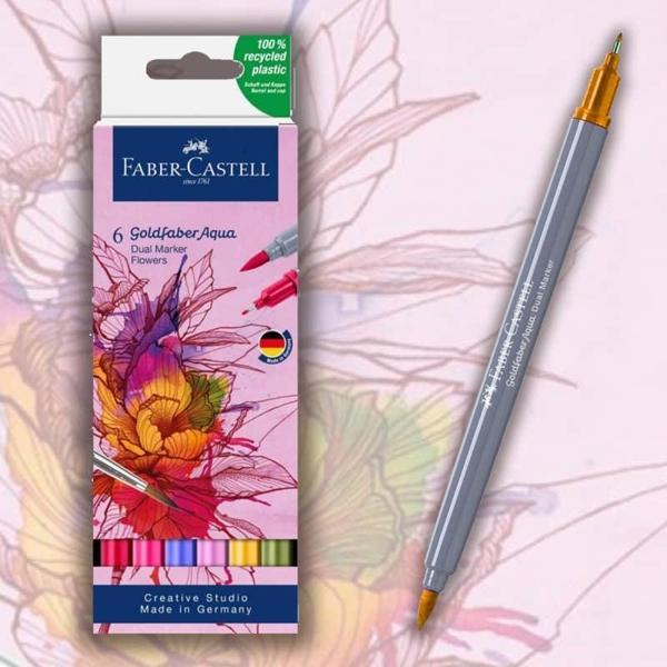 Faber-Castell Goldfaber Aqua Çift Uçlu Marker 6 Renk Flowers - Image 1