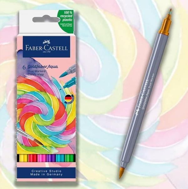 Faber-Castell Goldfaber Aqua Çift Uçlu Marker 6 Renk Candy Shop - Image 1