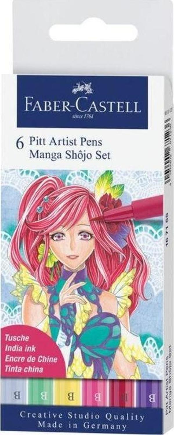 Faber-Castell 6 Pitt Artist Pen Fırça Uçlu Manga Çizim Seti Shôjo 167155 - Image 1