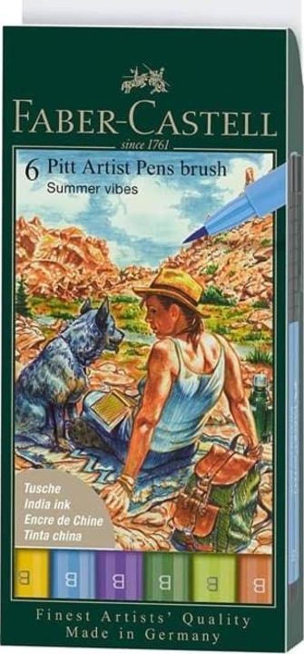 Faber-Castell 6 Pitt Artist Pen Brush Summer Vibes 167178 - Image 1
