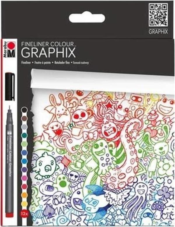 Marabu Graphix Fineliner Colour 12 Renk Set - Image 1