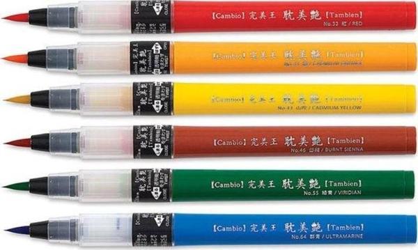 Zig Kuretake Cambio Tambien Brush Pen 6 RENK SET A - Image 1