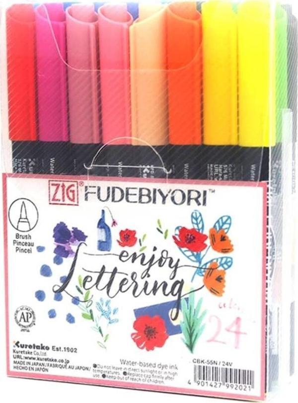 Zig Fudebiyori Brush Pen Fırça Uçlu Kalem 24 RENK SET - Image 1