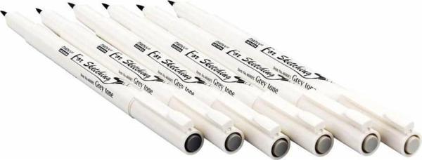 Marvy 4600 Brush Pen Fırça Uçlu Kalem 6'lı Gri Tonlar - Image 1