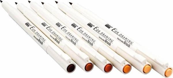 Marvy 4600 Brush Pen Fırça Uçlu Kalem 6'lı Kahverengi Tonlar - Image 1