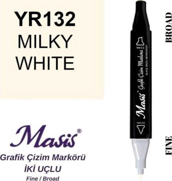 Masis Çift Uçlu Marker Grafik Çizim Kalemi 132 Süt Beyazı - Image 1