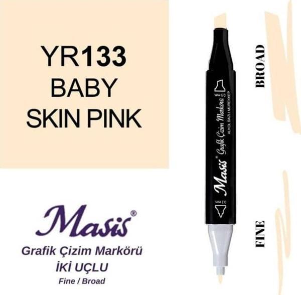 Masis Çift Uçlu Marker Grafik Çizim Kalemi 133 Bebek Ten Pembesi - Image 1