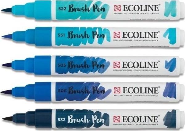 Talens Ecoline Brush Pen Fırça Uçlu Kalem 5 Renk Set BLUE - Image 1