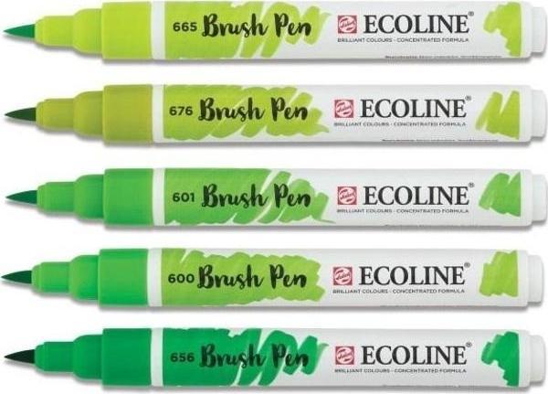 Talens Ecoline Brush Pen Fırça Uçlu Kalem 5 Renk Set GREEN - Image 1
