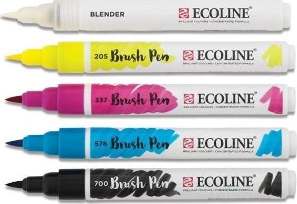 Talens Ecoline Brush Pen Fırça Uçlu Kalem 5 Renk Set PRIMARY - Image 1