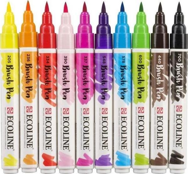 Talens Ecoline Brush Pen Fırça Uçlu Kalem 10 Renk Set BRIGHT - Image 1