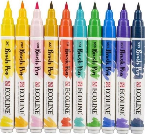 Talens Ecoline Brush Pen Fırça Uçlu Kalem 10 Renk Set ILLUSTRATION - Image 1