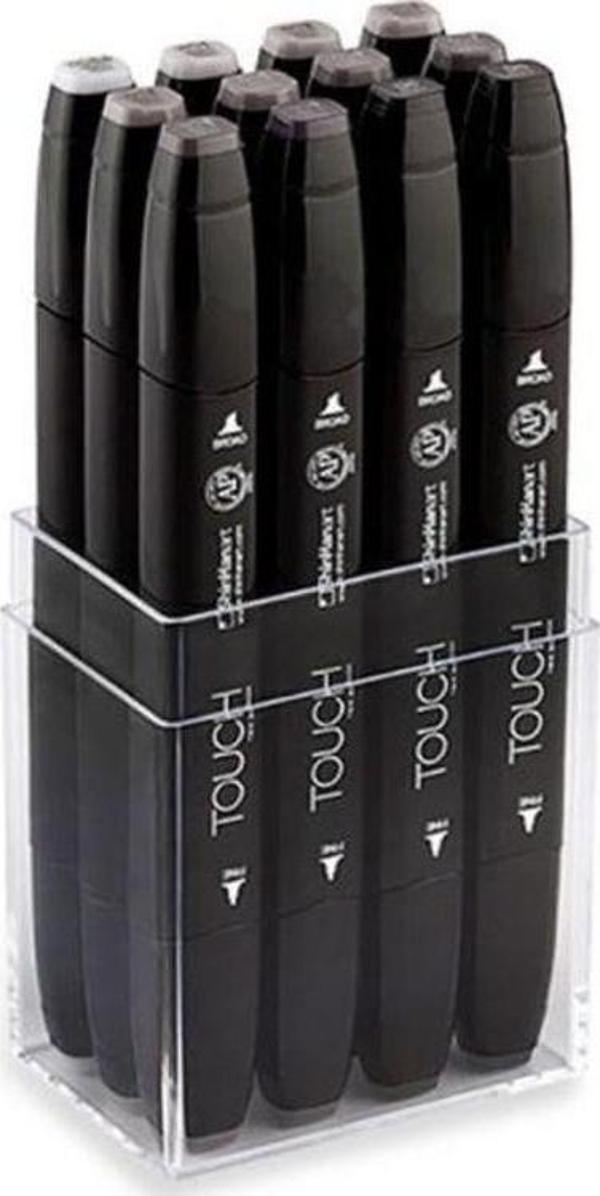 ShinHan Art Touch Twin Marker 12 Renk Set SICAK GRİLER - Image 1