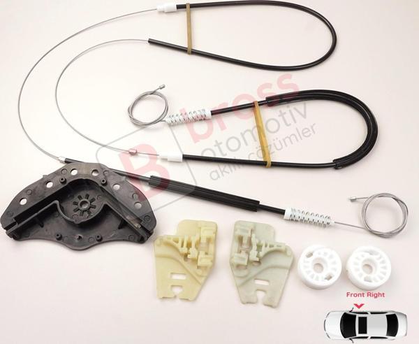 BMW 3 E46 2001-2005 4/5 Kapı İçin Ön Sağ Cam Kriko Seti Kapaklı - Image 1