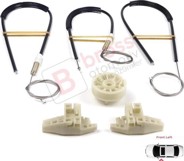 Renault Megane MK2 2002-2008 4/5 Kapı 8200325136 İçin Ön Sol Kapı Cam Kriko Tamir Seti - Image 1