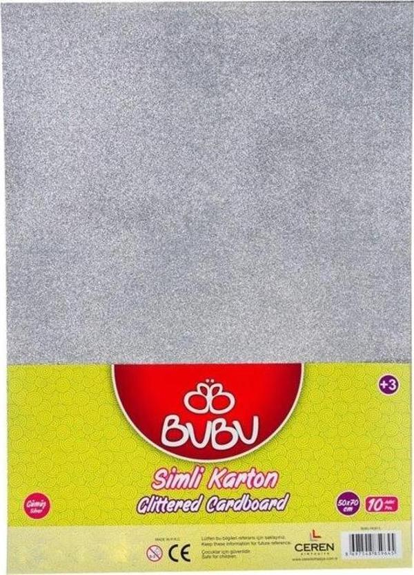 BuBu Simli Karton 10 Adet 50x70 cm. GÜMÜŞ - Image 1