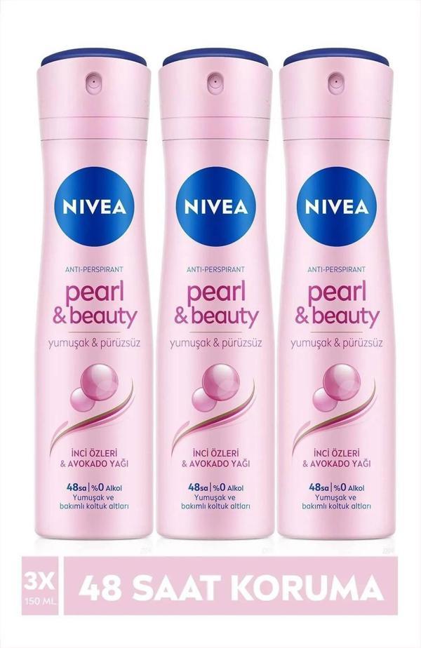 Nivea Pearl Beauty Inci Özleri Ve Avakado Deodorant 150 ml X 3 Adet - Image 1