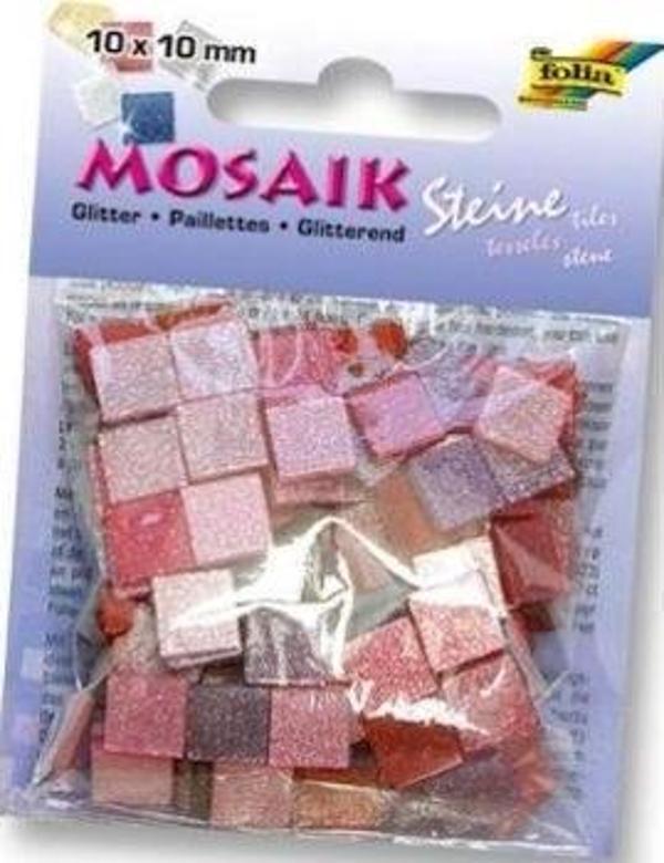Folia Simli Mozaik 10x10 mm. 190 Adet GLİTTER PEMBE - Image 1