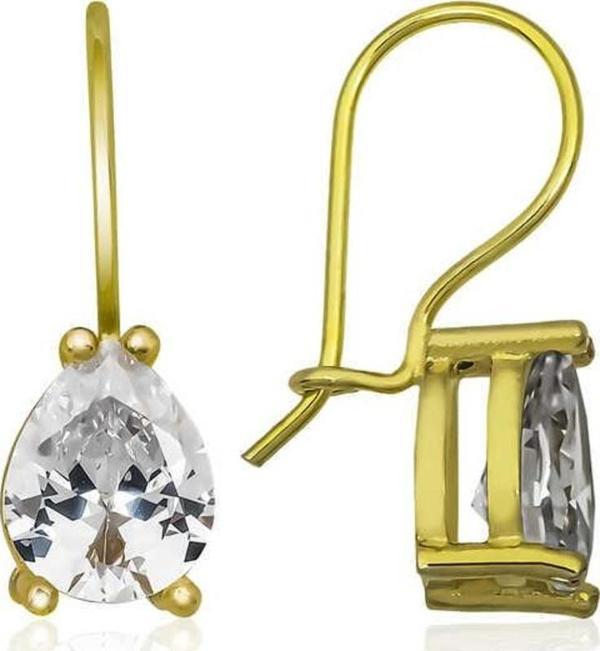 ​925 Ayar Gümüş Gold Sallantılı Damla Küpe - Image 1