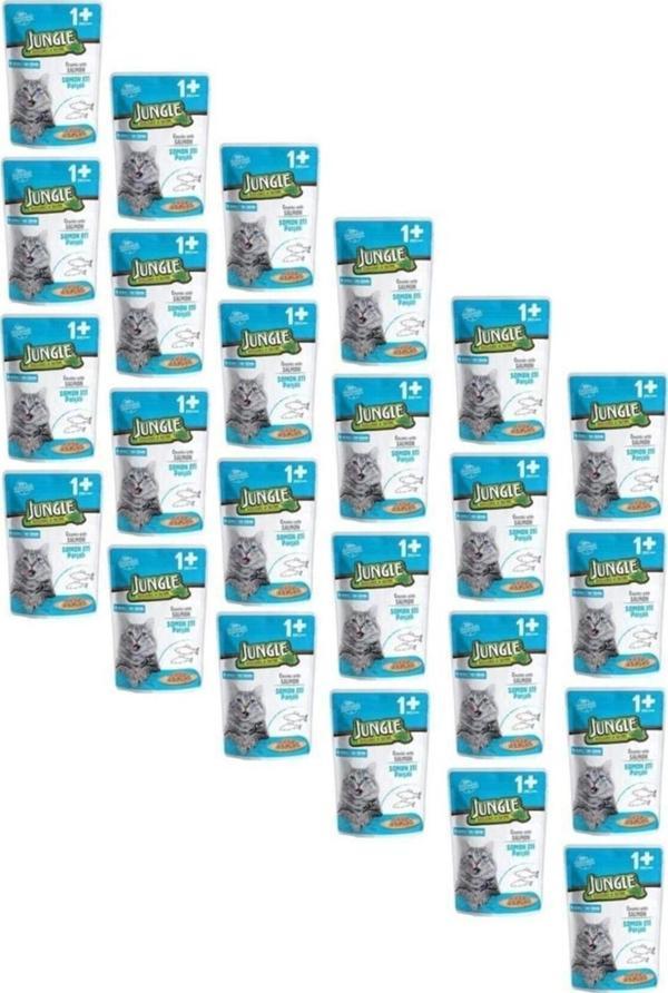 Jungle Pouch Gravy Soslu Somonlu Kedi Maması 100 Gr X 24 Adet - Image 1