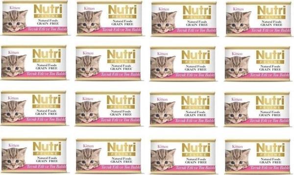 Nutri Feline Yavru Tavuk Ve Ton Balıklı Tahılsız Kedi Konservesi 85 Gr. X 16 Adet - Image 1